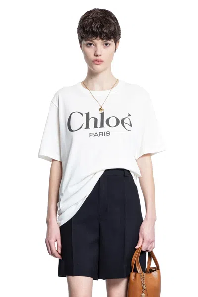 Chloé Logo Jersey T-shirt In White