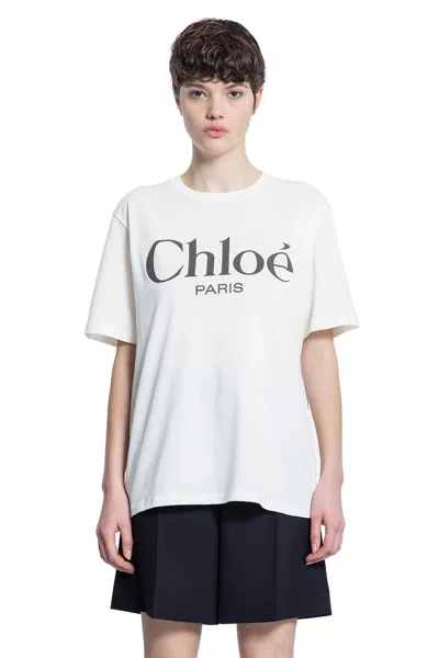 Chloé Logo Jersey T-shirt In White
