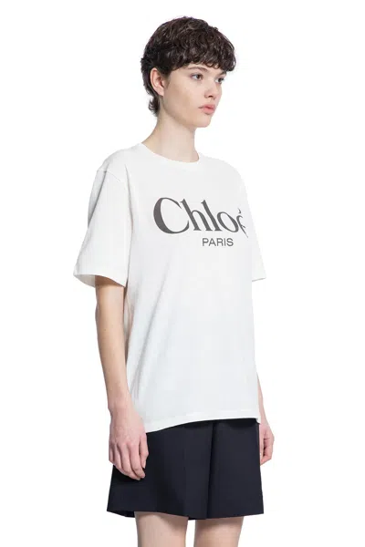 Chloé Logo Jersey T-shirt In White