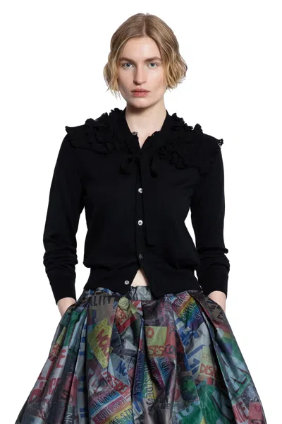 Comme Des Garçons Pleated Graphic Print Midi Skirt In Black