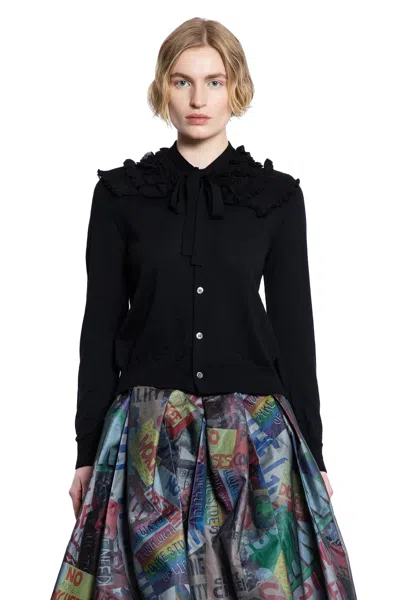 Comme Des Garçons Pleated Graphic Print Midi Skirt In Black