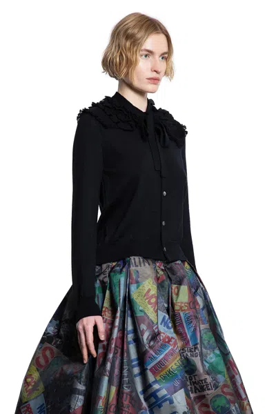 Comme Des Garçons Pleated Graphic Print Midi Skirt In Black