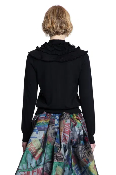 Comme Des Garçons Pleated Graphic Print Midi Skirt In Black