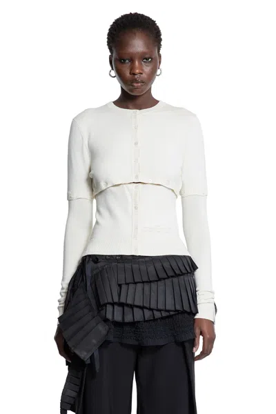 Rokh Multi-button Layer Effect Cardigan In Off-white