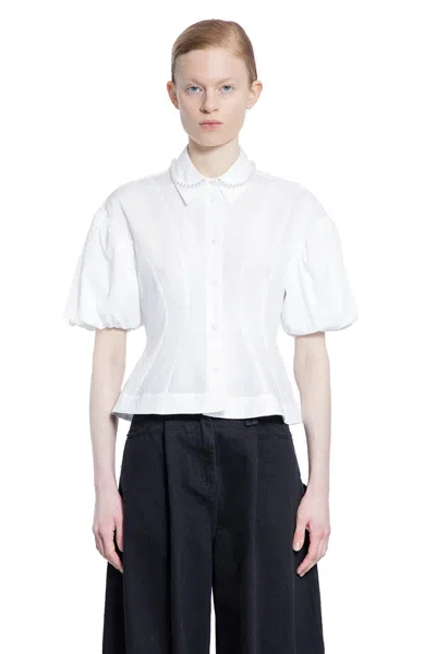 Simone Rocha Puff Sleeves White Shirt With Pearl-embellished Collar