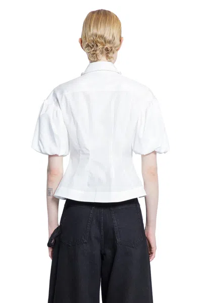 Simone Rocha Puff Sleeves White Shirt With Pearl-embellished Collar