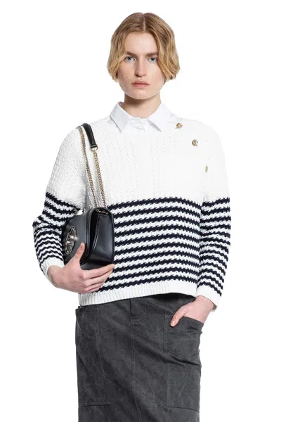 Gucci Embroidered Stripes Cotton Sweater In White