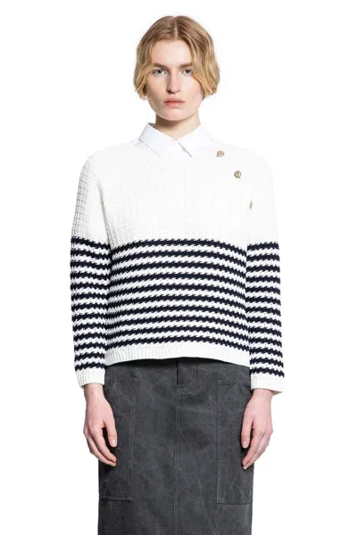 Gucci Embroidered Stripes Cotton Sweater In White