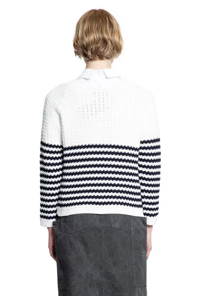 Gucci Embroidered Stripes Cotton Sweater In White