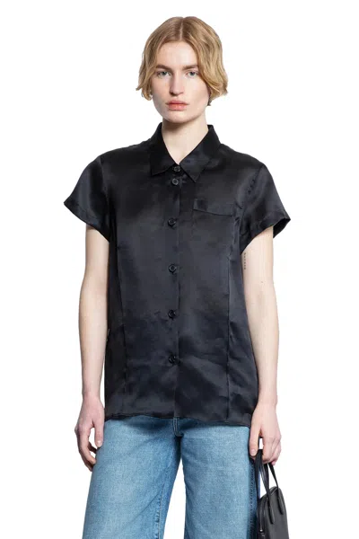 Khaite Keefe Silk Charmeuse Shirt In Black