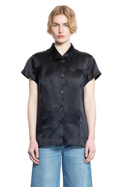 Khaite Keefe Silk Charmeuse Shirt In Black