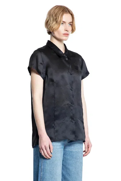 Khaite Keefe Silk Charmeuse Shirt In Black