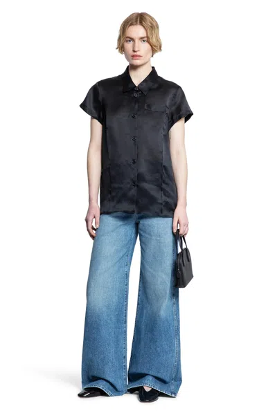 Khaite Keefe Silk Charmeuse Shirt In Black