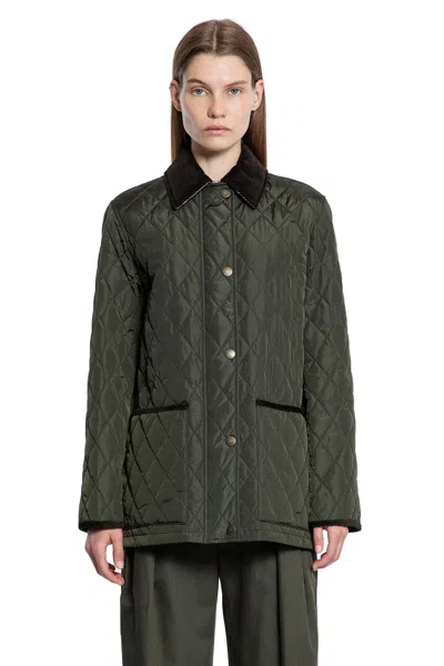 Burberry Quilted Country Jacket Corduroy Collar In Green