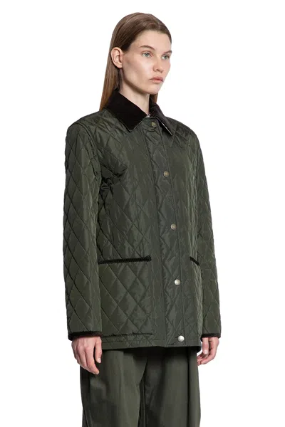 Burberry Quilted Country Jacket Corduroy Collar In Green