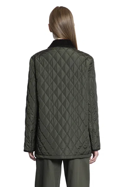 Burberry Quilted Country Jacket Corduroy Collar In Green