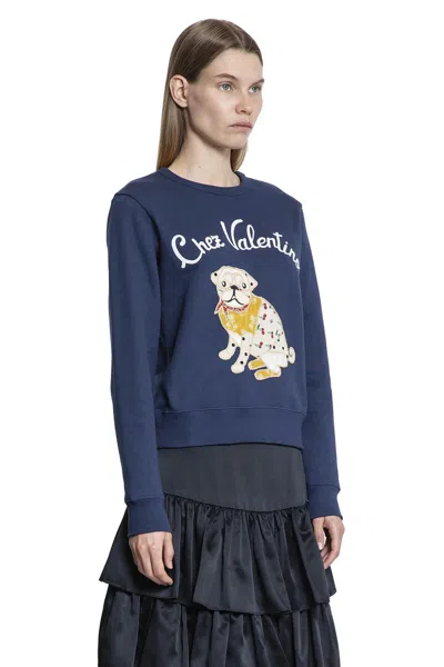 Valentino Cotton Sweatshirt In Blue