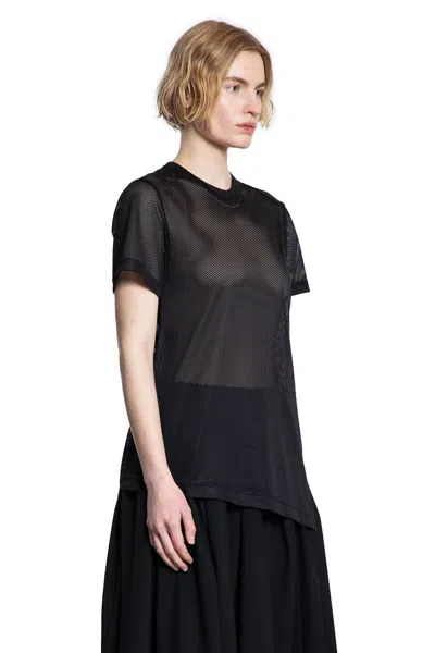 Comme Des Garçons Asymmetric Nylon Mesh T-shirt In Black