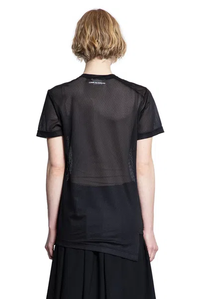 Comme Des Garçons Asymmetric Nylon Mesh T-shirt In Black
