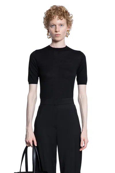 Max Mara Black Wool Crewneck Sweater In Black