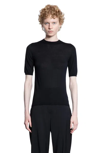 Max Mara Black Wool Crewneck Sweater In Black