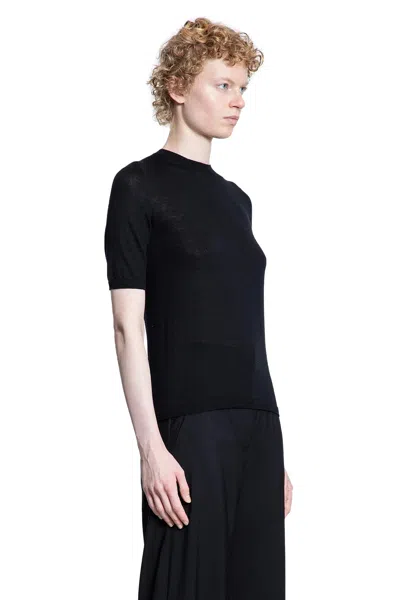 Max Mara Black Wool Crewneck Sweater In Black