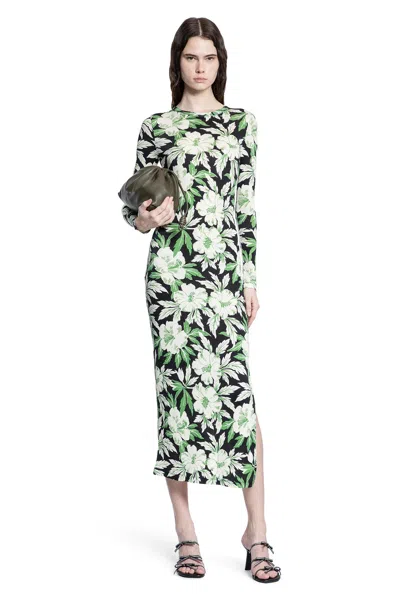 Loewe Floral Print Tube Dress In Green