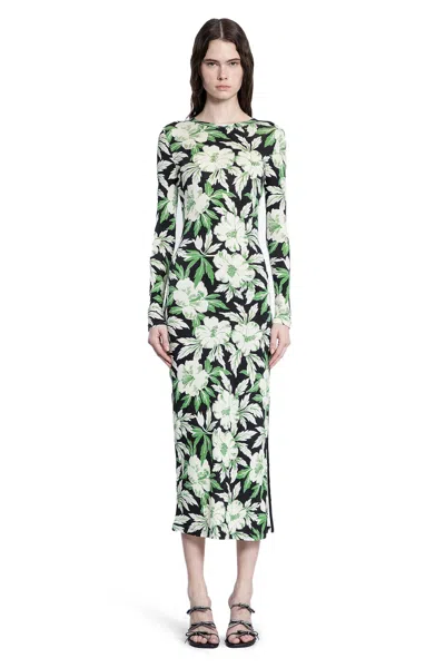 Loewe Floral Print Tube Dress In Green