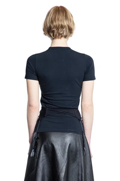 Balenciaga Women Black Crewneck T-shirt With Underwear Detail On The Waist In Cotton Woman In Black