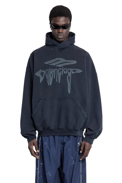 Balenciaga 3d Liquified Effect Cotton Hoodie In Black