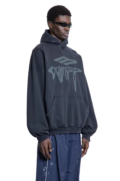 Balenciaga 3d Liquified Effect Cotton Hoodie In Black