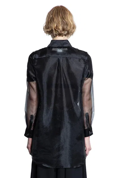 Comme Des Garçons Layered Wool Mesh And Tulle Shirt In Black