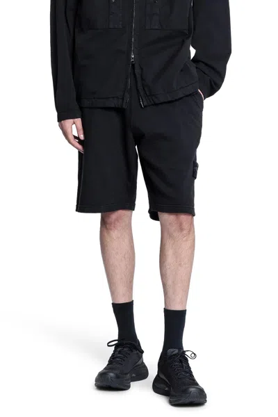 Stone Island Bermuda In Felpa In Black