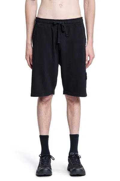 Stone Island Bermuda In Felpa In Black