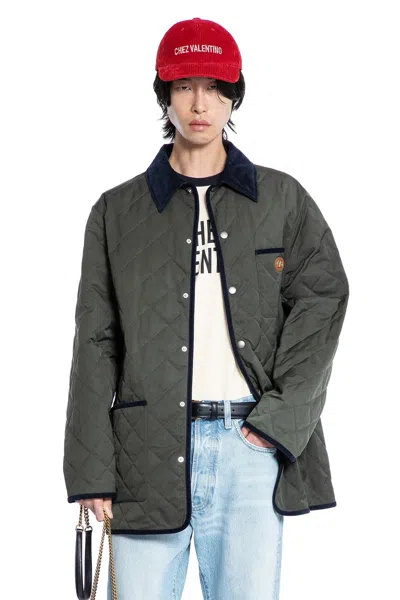 Valentino Garavani Olive Quilted Jacket With Vlogo Patch