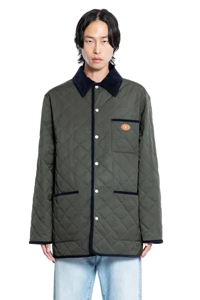 Valentino Garavani Olive Quilted Jacket With Vlogo Patch