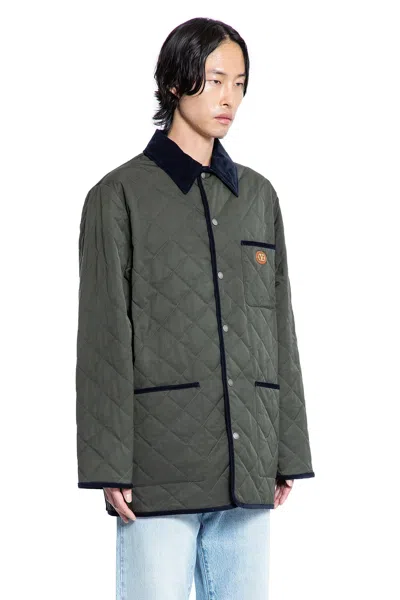 Valentino Garavani Olive Quilted Jacket With Vlogo Patch