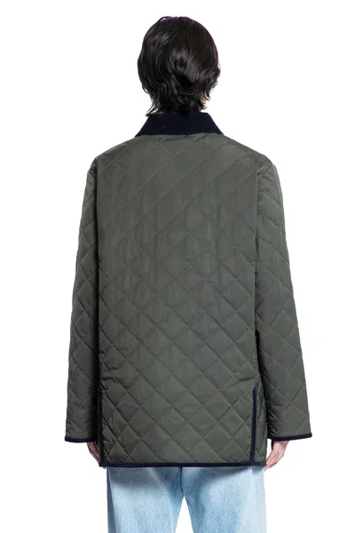 Valentino Garavani Olive Quilted Jacket With Vlogo Patch