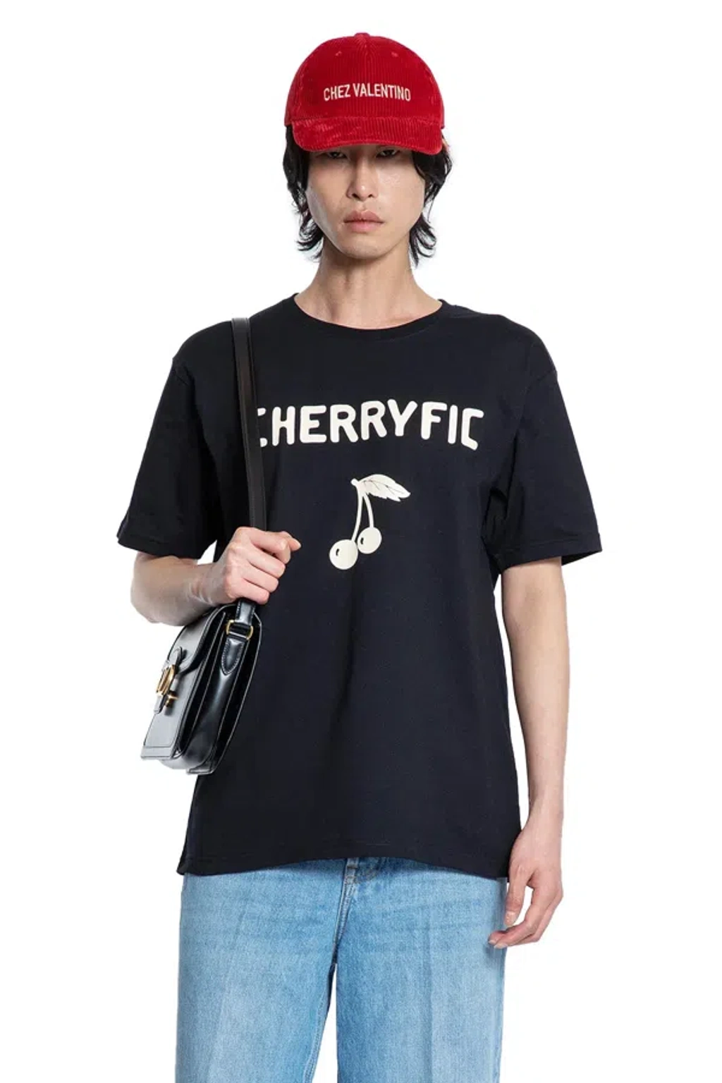 Tシャツ・カットソー VALENTINO CHERRYFIC T-SHIRT Valentino Cherryfic-print Crew-neck T-shirt In Black | ModeSens