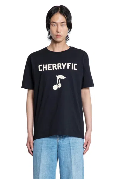 Valentino Crew Neck Graphic Print Short Sleeves T-shirt In Black