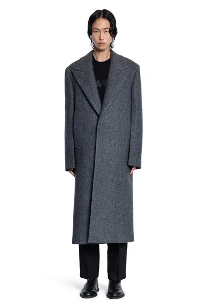 Jil Sander Wool Gabardine Tailored Coat In Gray