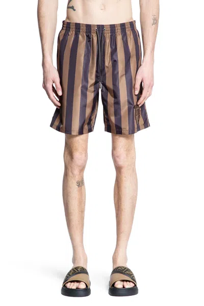Fendi Printed Polyester Swimming Shorts In Multi