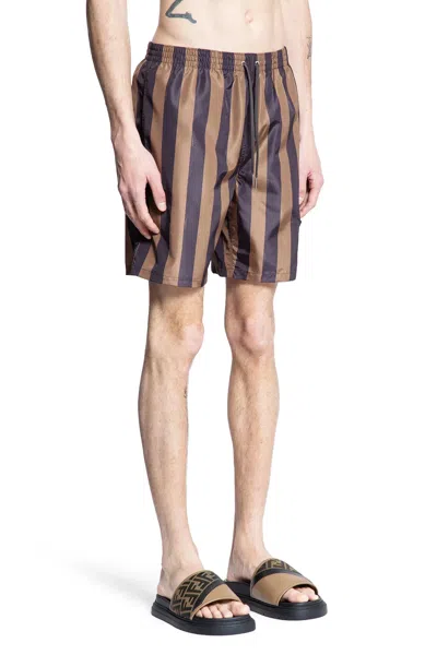 Fendi Printed Polyester Swimming Shorts In Multi