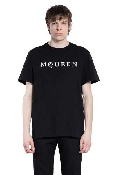 Alexander Mcqueen Logo Lettering Crewneck T-shirt In Black