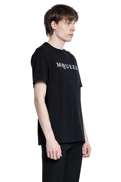 Alexander Mcqueen Logo Lettering Crewneck T-shirt In Black