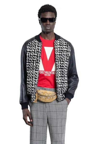Valentino Chez-patch Tweed Bomber Jacket In Beige