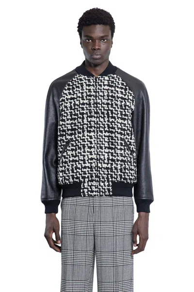 Valentino Chez-patch Tweed Bomber Jacket In Beige