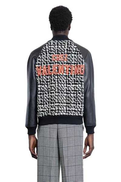 Valentino Chez-patch Tweed Bomber Jacket In Beige