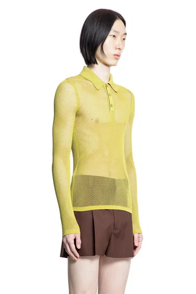 Gucci Men Green Embossed Technical Mesh Polo Top