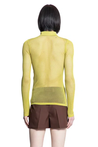 Gucci Men Green Embossed Technical Mesh Polo Top